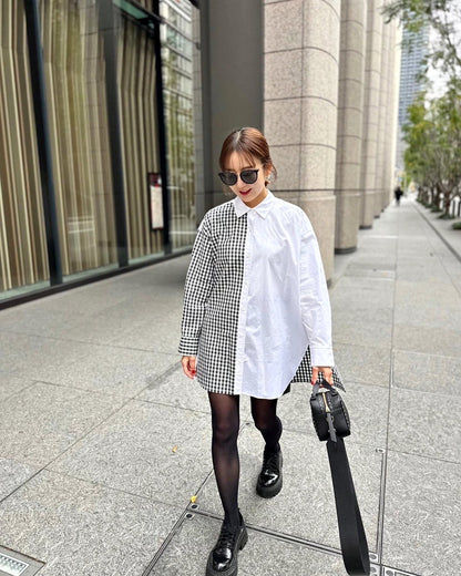 SOPHIE　配色ブラウス　NAVY STRIPE×PINK