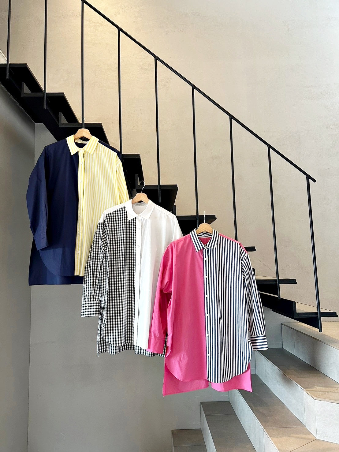 SOPHIE　配色ブラウス　YELLOW STRIPE×NAVY