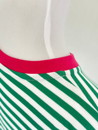 COULEUR　クルーネックボーダーカットソーGREEN×PINK（LADIES SIZE）