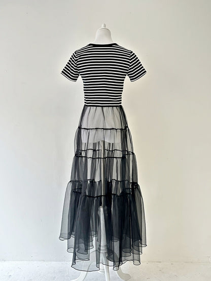 EMMA チュールスカートトップス BORDER×BLACK