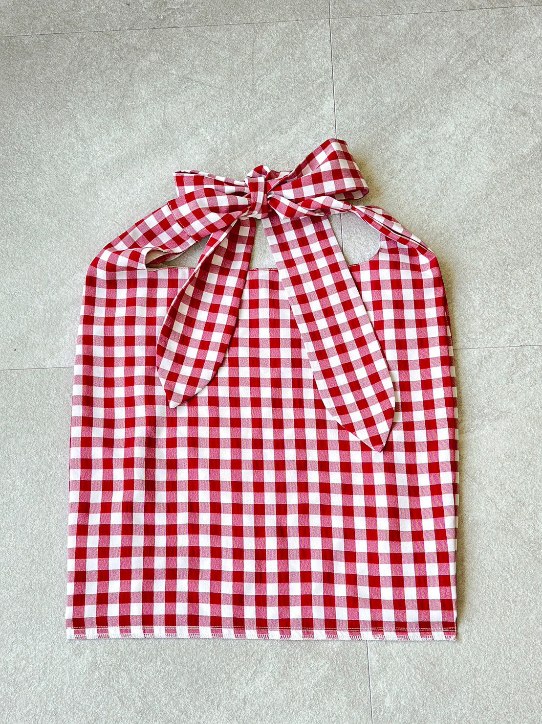 MA MANIERE　ギンガムチェックバッグ RED×WHITE