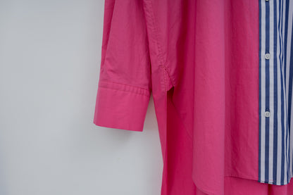 SOPHIE　配色ブラウス　NAVY STRIPE×PINK