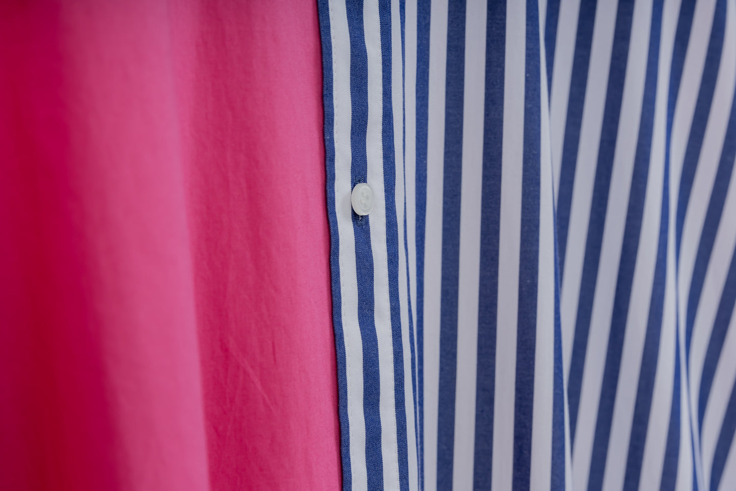 SOPHIE　配色ブラウス　NAVY STRIPE×PINK