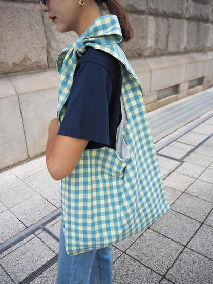 MA MANIERE　ギンガムチェックバッグ BLUE×YELLOW
