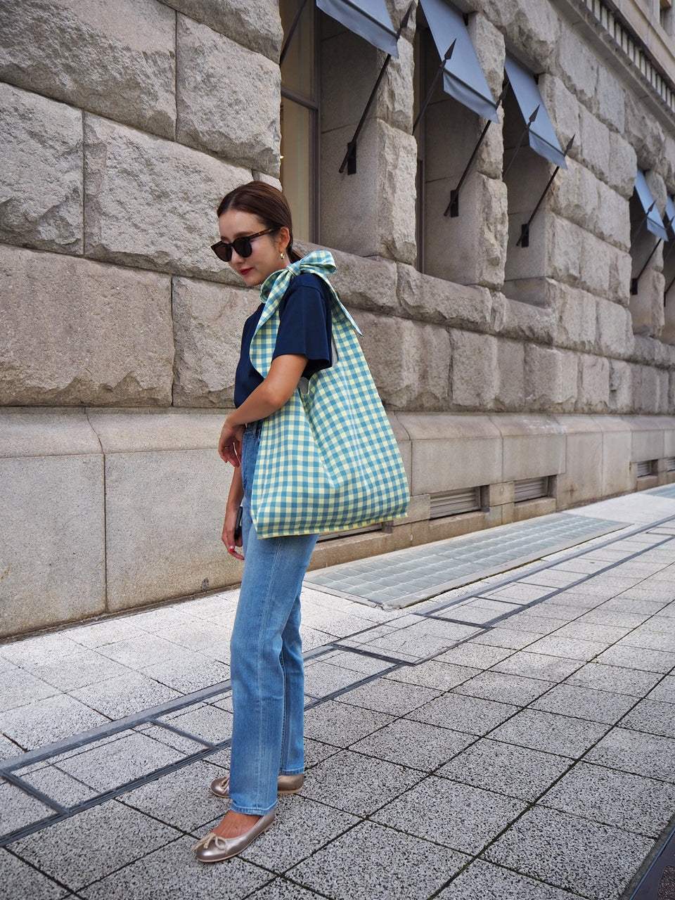MA MANIERE　ギンガムチェックバッグ BLUE×YELLOW