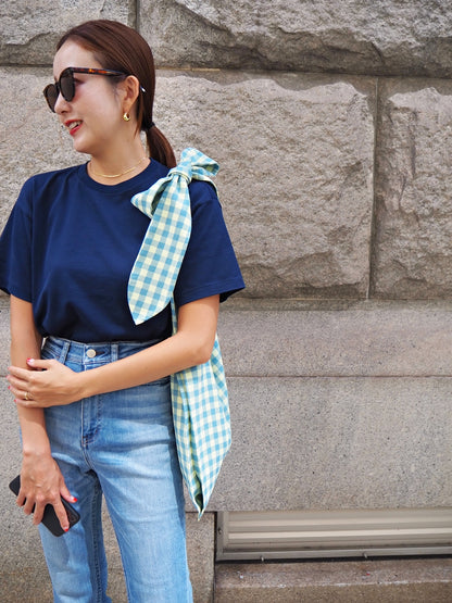 MA MANIERE　ギンガムチェックバッグ BLUE×YELLOW